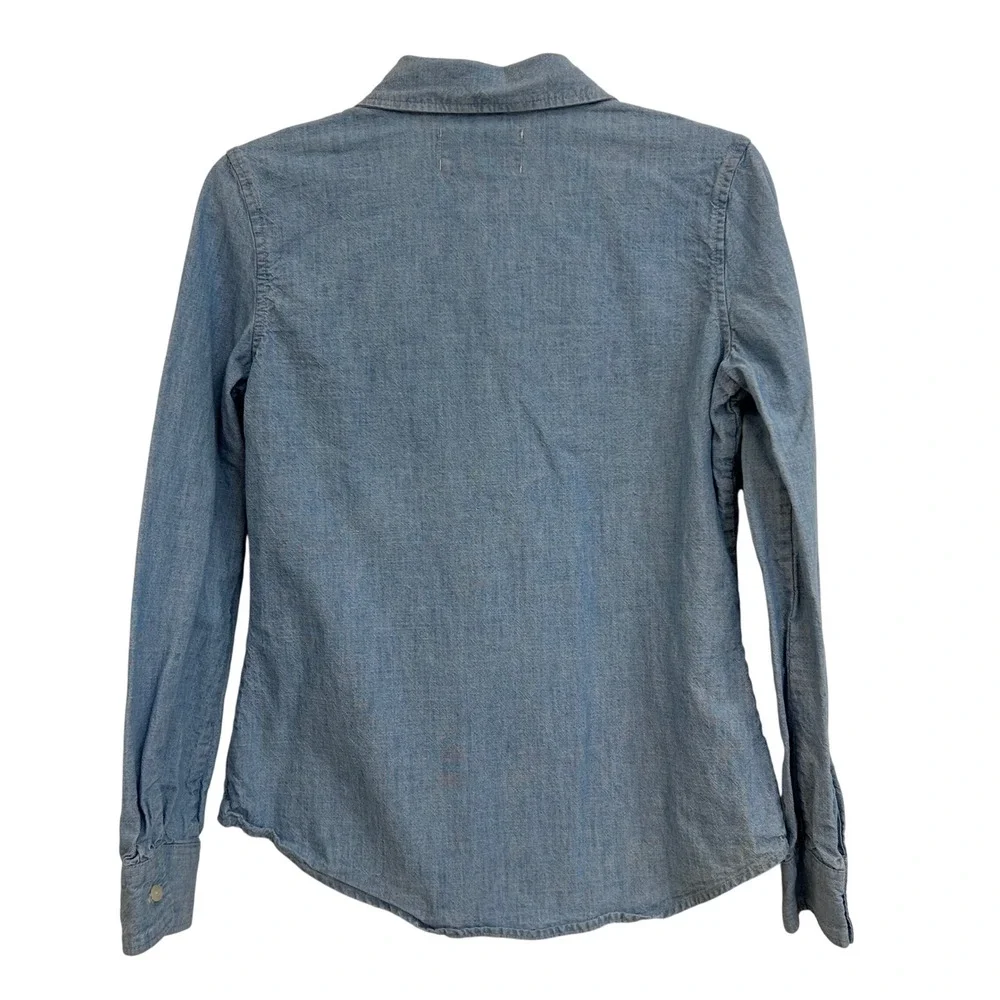Ralph Lauren Children's Wear Chambray Ruffle Trim Denim Shirt Size 12‎ EUC